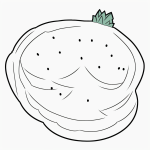 Simple cartoon drawing of a watermelon slice, coloring page style, black and white line art with bold outlines, suitable for kids and adults.